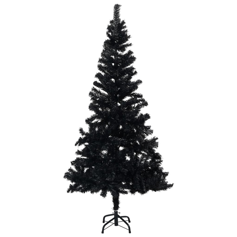 Künstlicher Weihnachtsbaum Beleuchtung & Kugeln Schwarz 120 cm