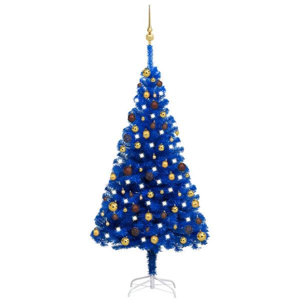 Künstlicher Weihnachtsbaum Beleuchtung & Kugeln Blau 150 cm