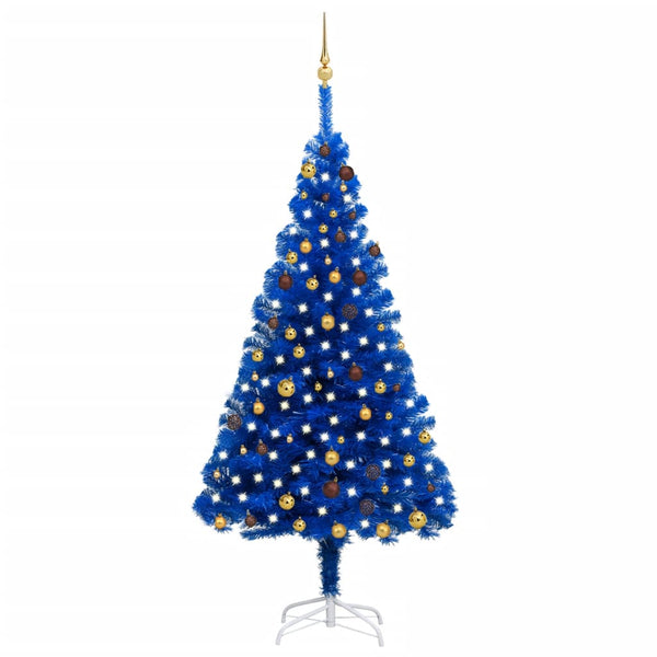 Künstlicher Weihnachtsbaum Beleuchtung & Kugeln Blau 210 cm