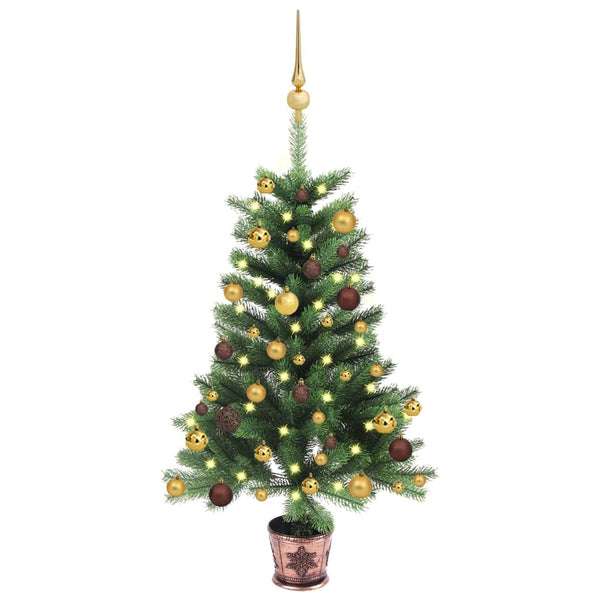 Künstlicher Weihnachtsbaum mit Beleuchtung & Kugeln 65 cm Grün
