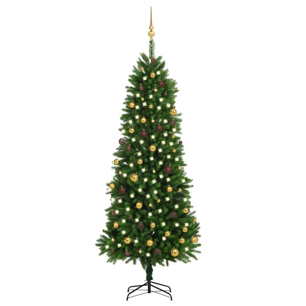 Künstlicher Weihnachtsbaum mit Beleuchtung Kugeln 240 cm Grün