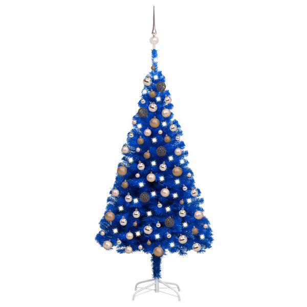 Künstlicher Weihnachtsbaum Beleuchtung & Kugeln Blau 180 cm