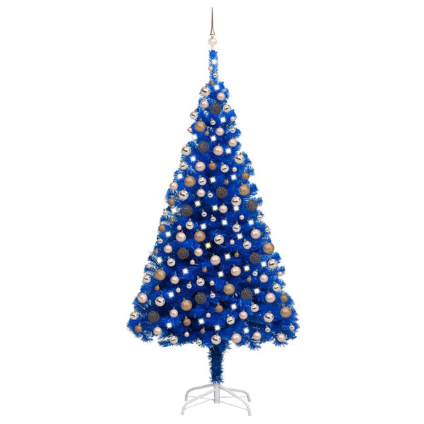 Künstlicher Weihnachtsbaum Beleuchtung & Kugeln Blau 210 cm