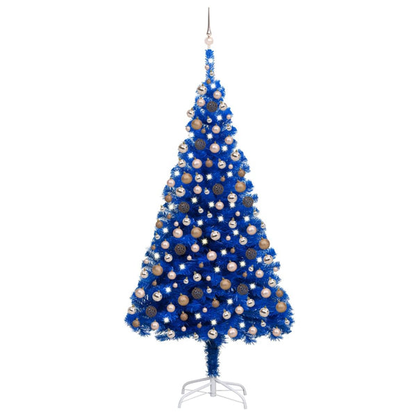 Künstlicher Weihnachtsbaum Beleuchtung & Kugeln Blau 240 cm