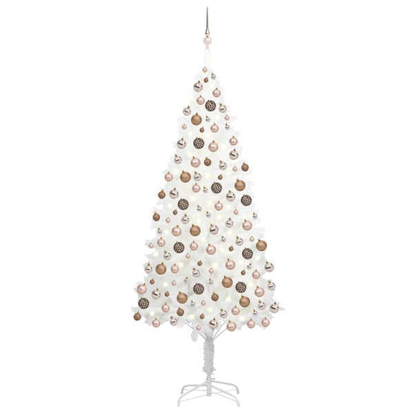 Künstlicher Weihnachtsbaum mit LEDs Kugeln Weiß 240 cm