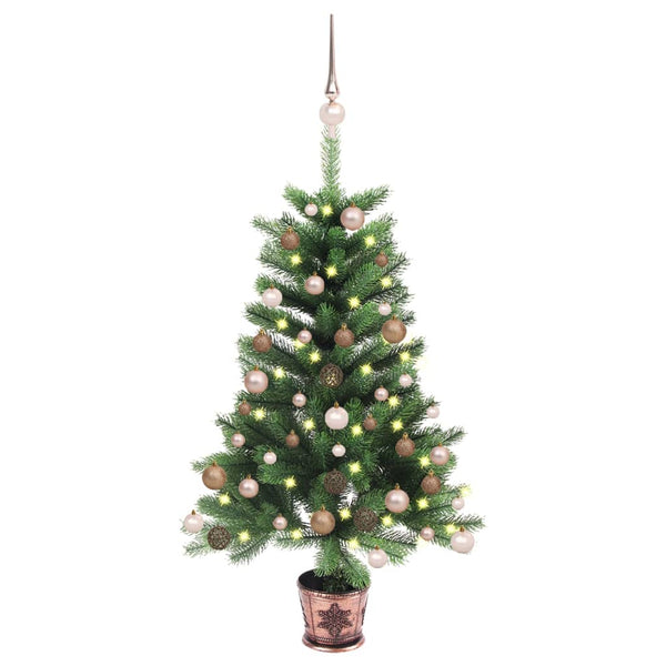 Künstlicher Weihnachtsbaum mit Beleuchtung & Kugeln 65 cm Grün