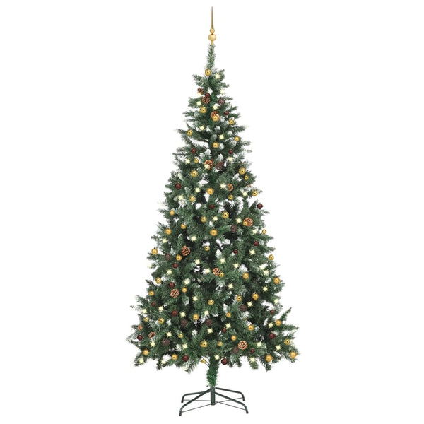 Künstlicher Weihnachtsbaum mit LEDs & Kugeln 210 cm