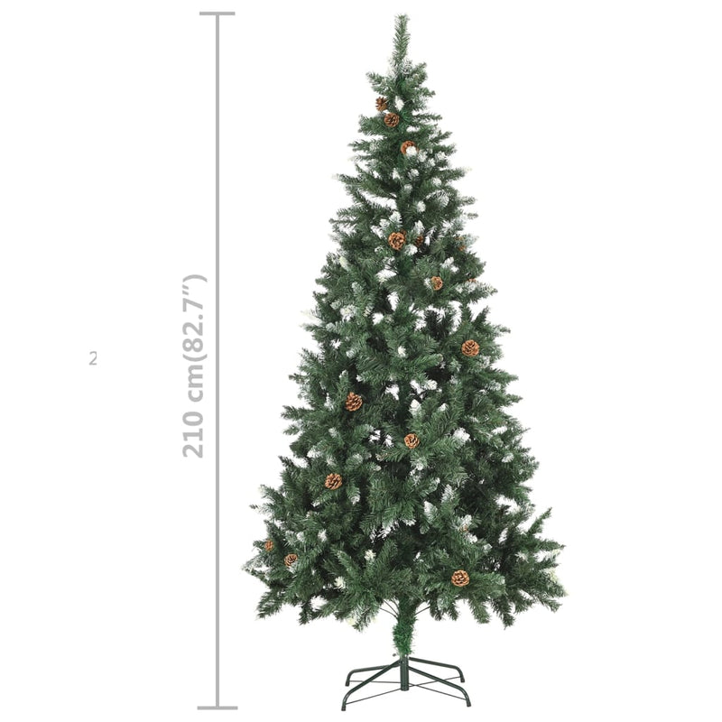 Künstlicher Weihnachtsbaum mit LEDs, Kugeln & Zapfen 210 cm