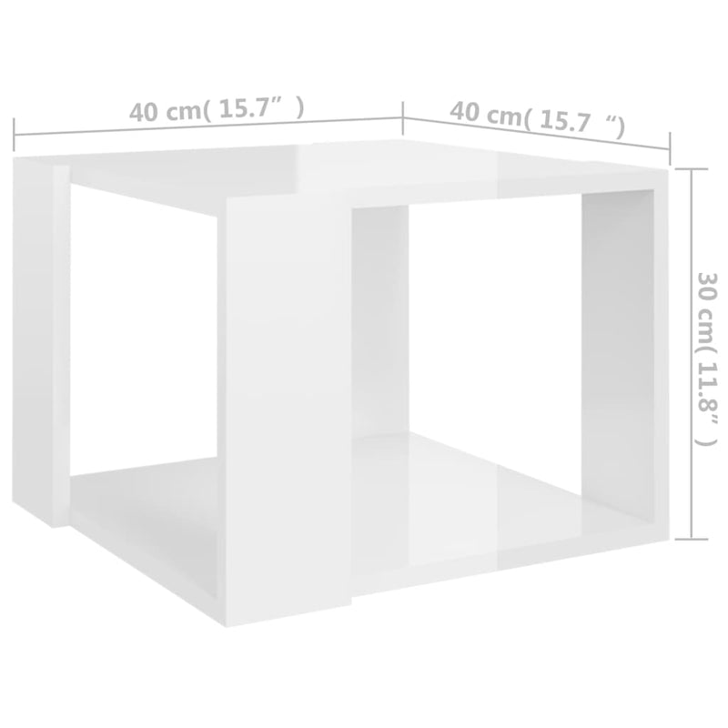 Couchtisch Hochglanz-Weiß 40x40x30 cm Holzwerkstoff