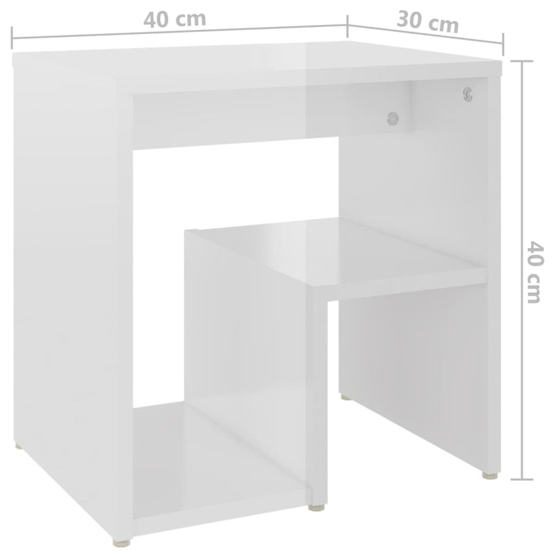 Nachttisch Hochglanz-Weiß 40x30x40 cm Spanplatte