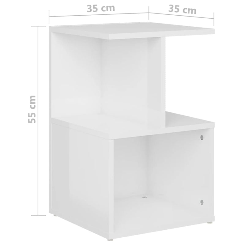 Nachttisch Hochglanz-Weiß 35x35x55 cm Spanplatte