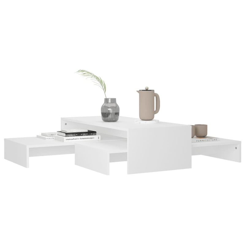 Satztisch-Set Weiß 100x100x26,5 cm Holzwerkstoff