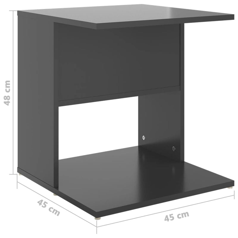 Beistelltisch Hochglanz-Grau 45x45x48 cm Holzwerkstoff