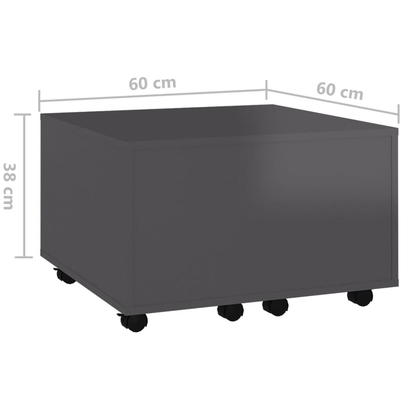 Couchtisch Hochglanz-Grau 60x60x38 cm Holzwerkstoff