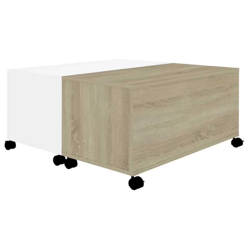 Couchtisch Weiß Sonoma-Eiche 75x75x38 cm Holzwerkstoff