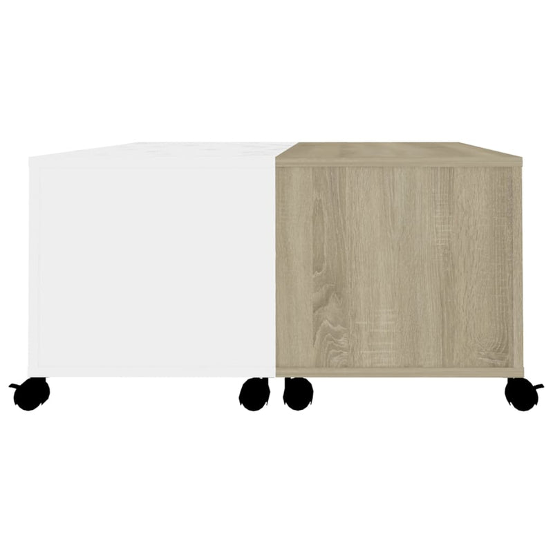 Couchtisch Weiß Sonoma-Eiche 75x75x38 cm Holzwerkstoff