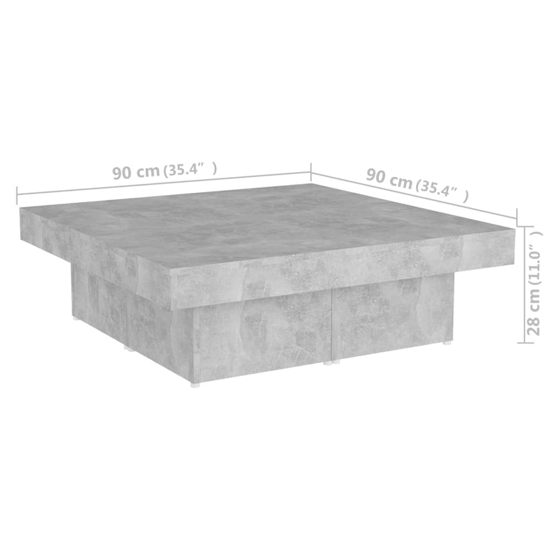 Couchtisch Betongrau 90x90x28 cm Holzwerkstoff