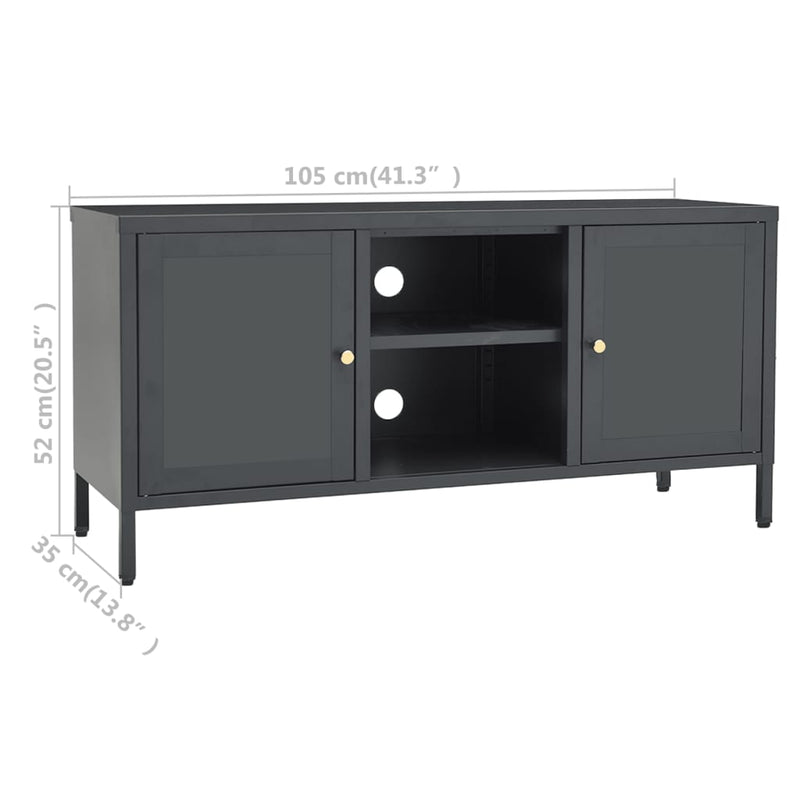 TV-Schrank Anthrazit 105x35x52 cm Stahl und Glas