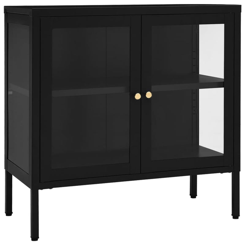 Sideboard Schwarz 70x35x70 cm Stahl und Glas