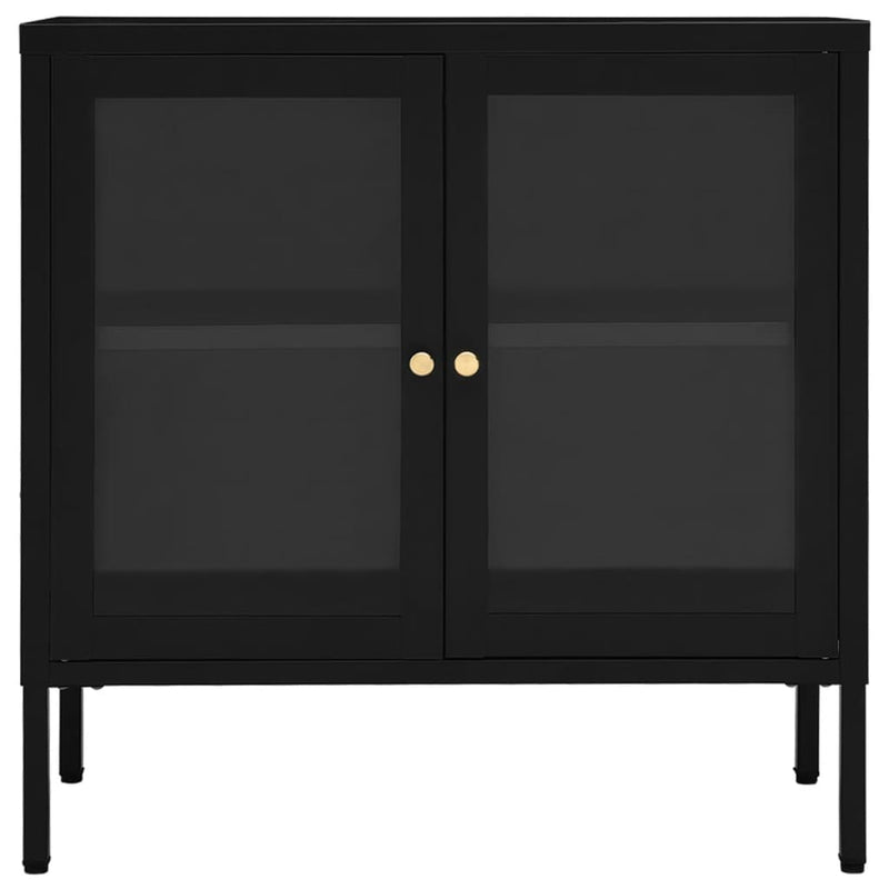 Sideboard Schwarz 70x35x70 cm Stahl und Glas