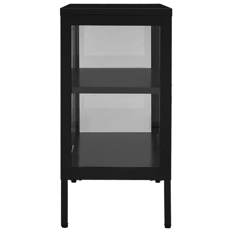 Sideboard Schwarz 70x35x70 cm Stahl und Glas