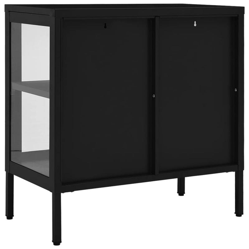 Sideboard Schwarz 70x35x70 cm Stahl und Glas