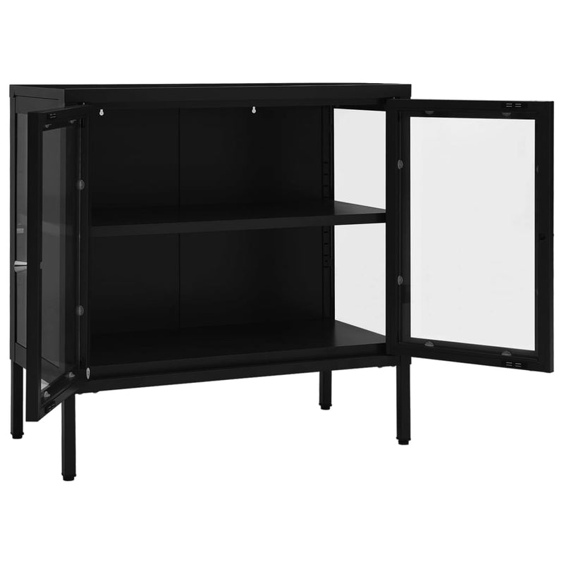 Sideboard Schwarz 70x35x70 cm Stahl und Glas