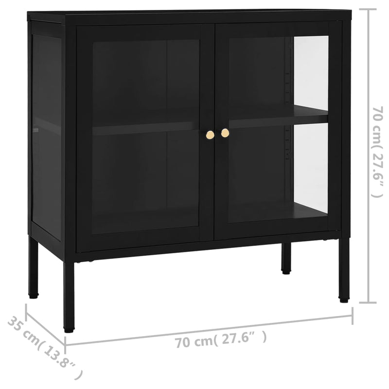 Sideboard Schwarz 70x35x70 cm Stahl und Glas