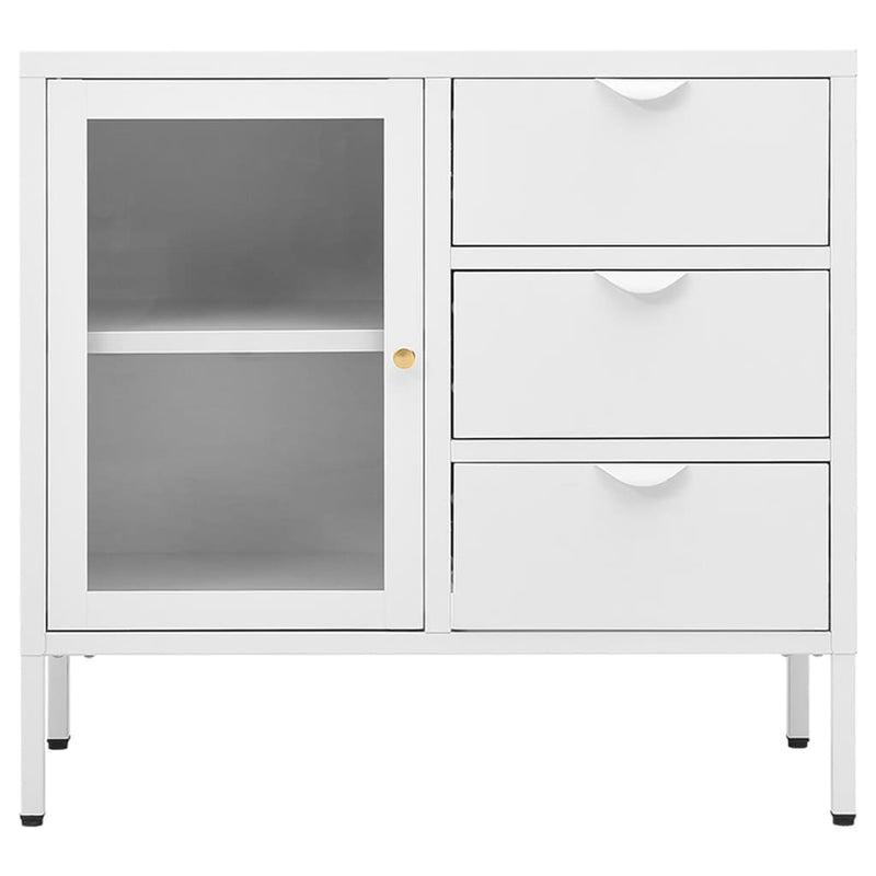 Sideboard Weiß 75x35x70 cm Stahl und Hartglas
