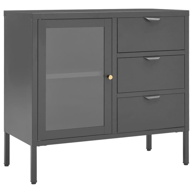 Sideboard Anthrazit 75x35x70 cm Stahl und Hartglas