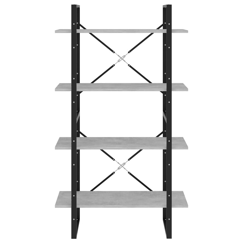 Bücherregal 4 Fächer Betongrau 80x30x140 cm Spanplatte