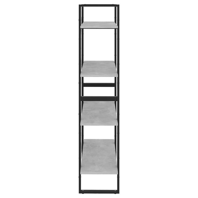 Bücherregal 4 Fächer Betongrau 80x30x140 cm Spanplatte