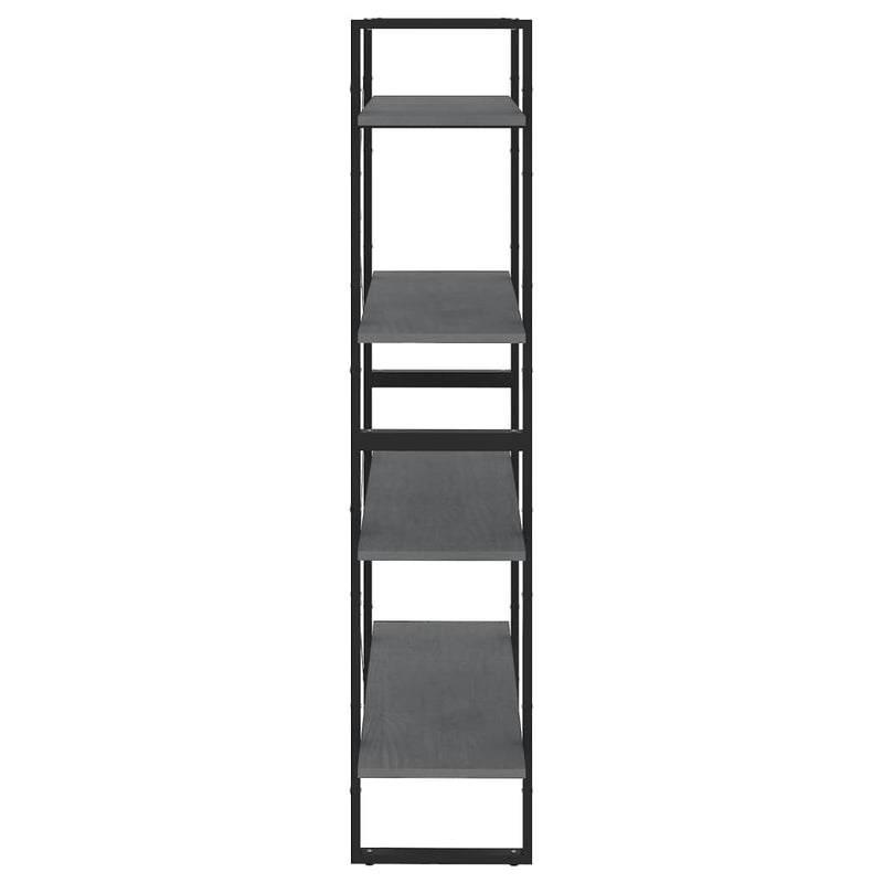 Bücherregal 4 Fächer Grau 80x30x140 cm Kiefer Massivholz