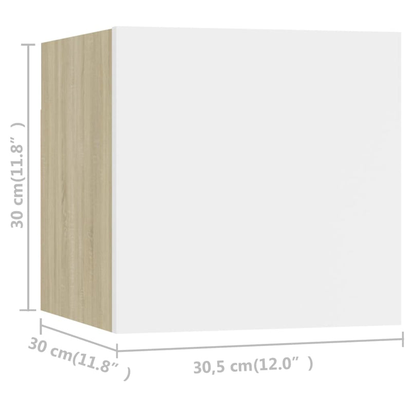 TV-Wandschränke 8 Stk. Weiß Sonoma-Eiche 30,5x30x30 cm
