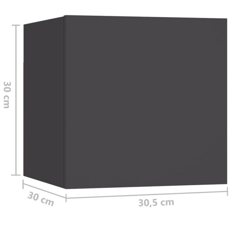 Nachttische 2 Stk. Grau 30,5x30x30 cm Spanplatte