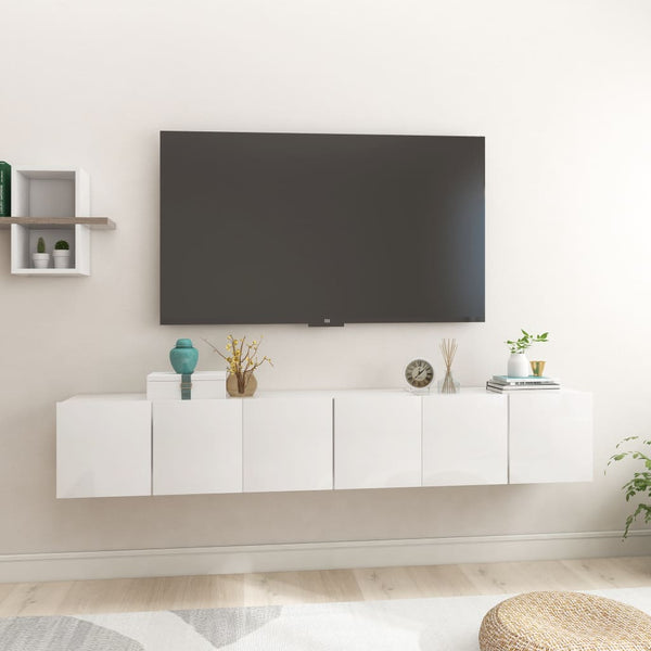 TV-Hängeschränke 3 Stk. Hochglanz-Weiß 60x30x30 cm