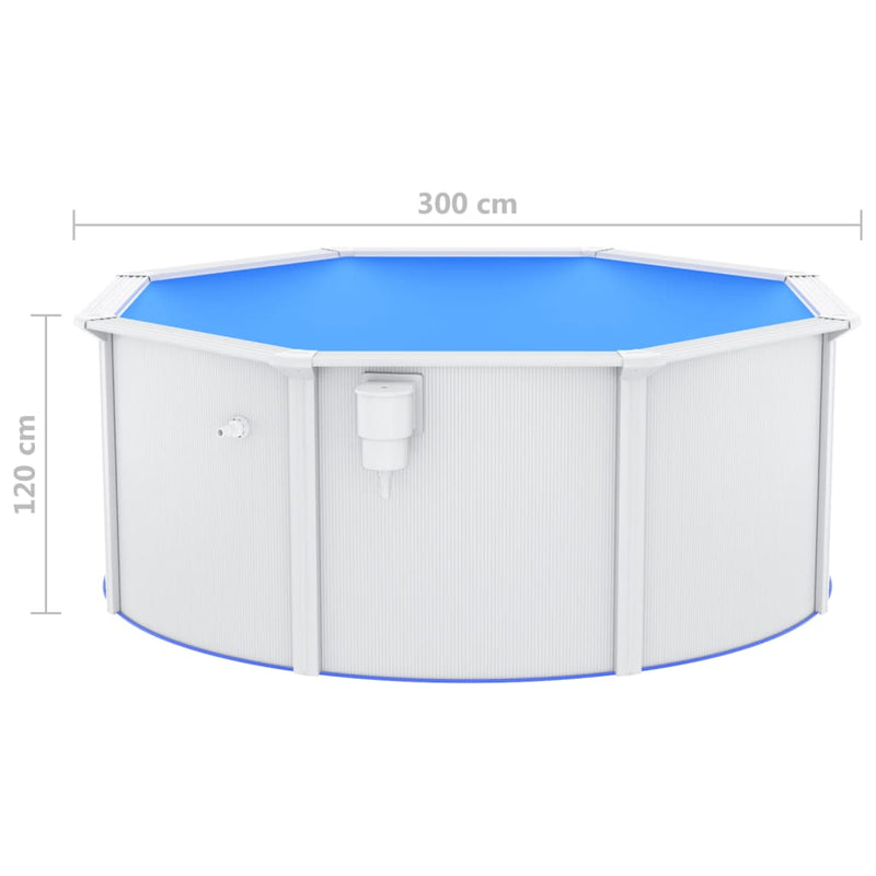 Pool mit Stahlwand 300x120 cm Weiß