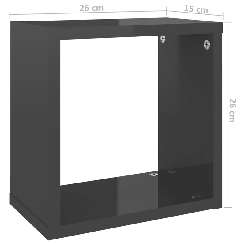 Würfelregale 4 Stk. Hochglanz-Grau 26x15x26 cm
