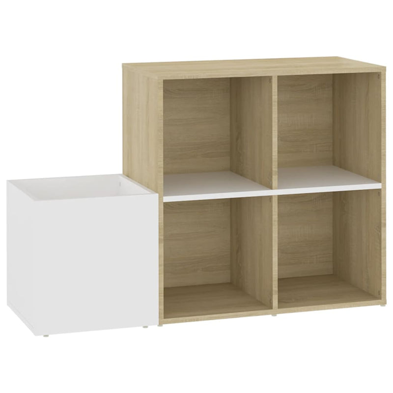 Flur-Schuhschrank Weiß Sonoma Eiche 105x35,5x70 cm Spanplatte