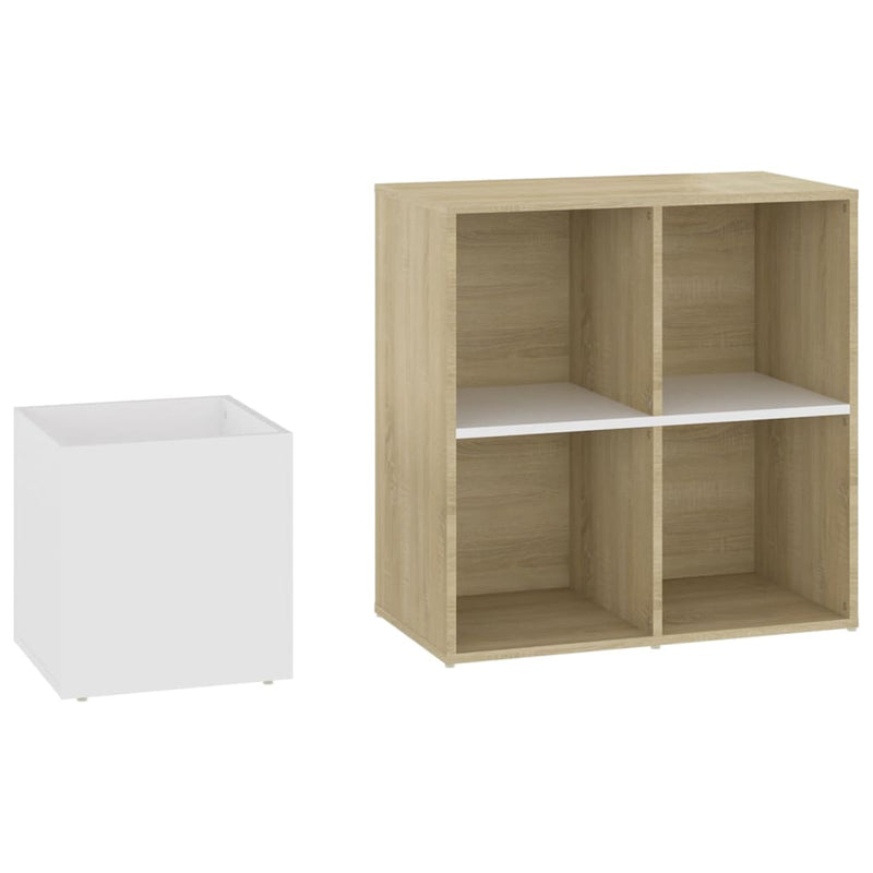 Flur-Schuhschrank Weiß Sonoma Eiche 105x35,5x70 cm Spanplatte