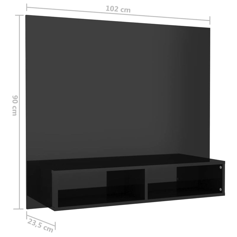TV-Wandschrank Hochglanz-Schwarz 102x23,5x90 cm Holzwerkstoff