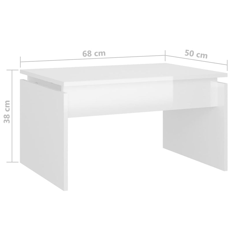 Couchtisch Hochglanz-Weiß 68x50x38 cm Holzwerkstoff