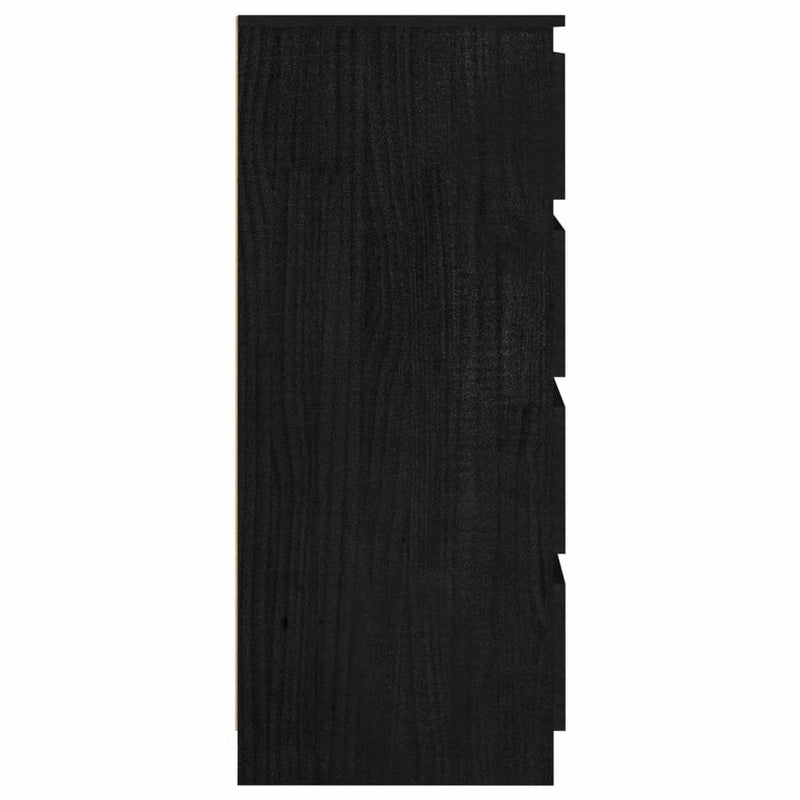 Beistellschrank Schwarz 60x36x84 cm Massivholz Kiefer