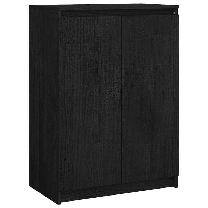 Sideboard Schwarz 60x36x84 cm Massivholz Kiefer