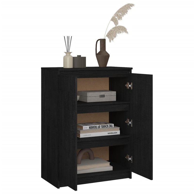 Sideboard Schwarz 60x36x84 cm Massivholz Kiefer