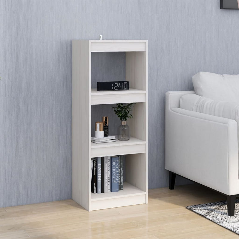 Bücherregal/Raumteiler Weiß 40x30x103,5 cm Massivholz Kiefer