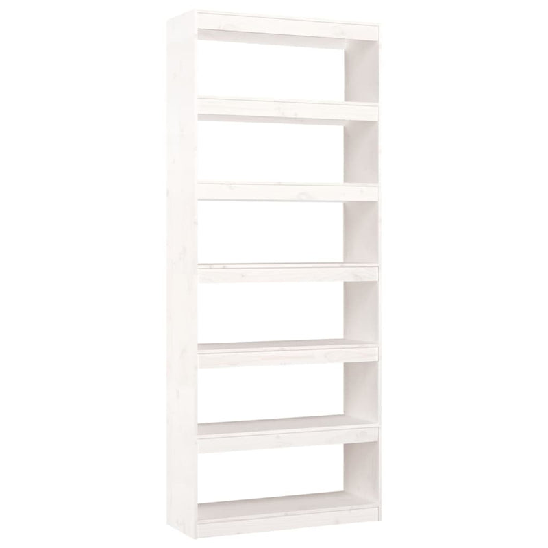Bücherregal/Raumteiler Weiß 80x30x199,5 cm Massivholz Kiefer