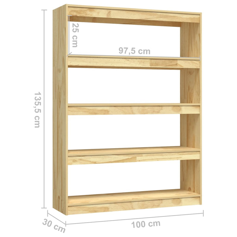 Bücherregal/Raumteiler 100x30x135,5cm Kiefer Massivholz