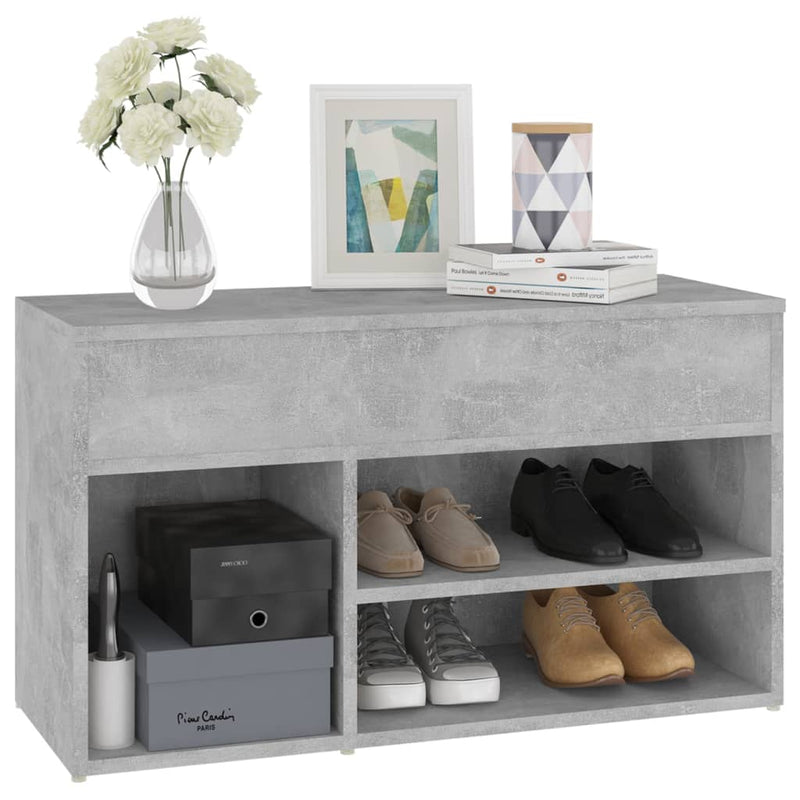 Schuhbank 80x30x45 cm Spanplatte Betongrau