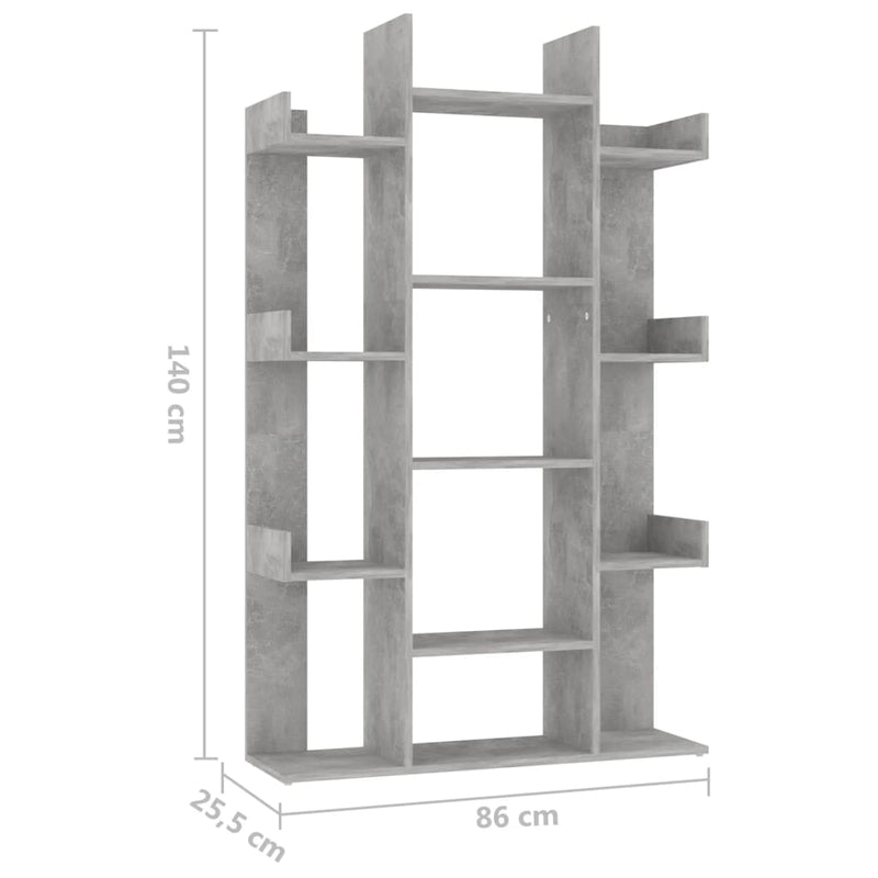 Bücherregal Betongrau 86x25,5x140 cm Holzwerkstoff